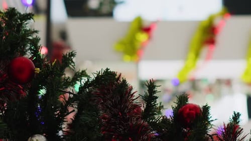 Vertical Video Empty Office with Xmas Ornaments