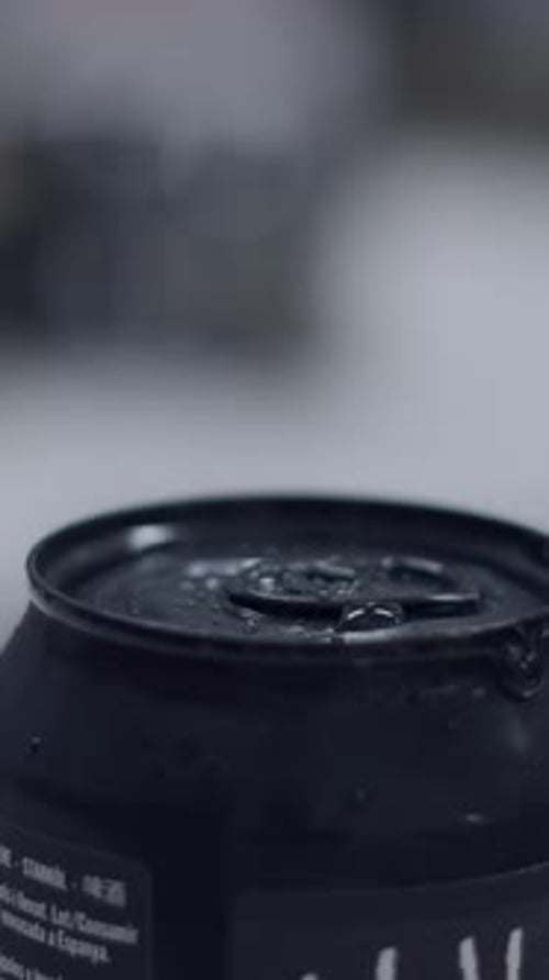 Close Up Of A Can Of Cold Beer Selective Focus
