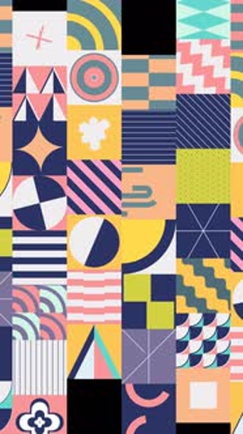 Minimalist Pastel Geometric Tile Transition with Alpha Channel
