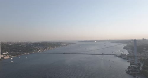 Istanbul Bosphorus Bridge Sea and Ships Aerial View 16