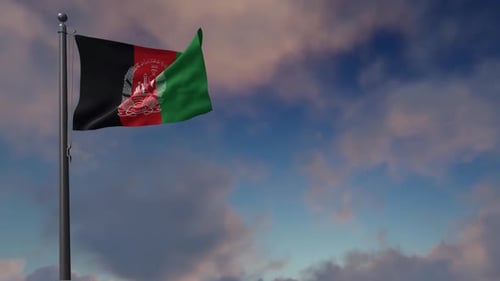 Animated Afghanistan National Flag Waving in Wind