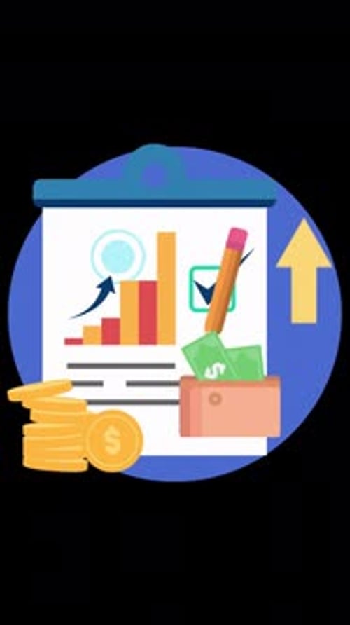 2D Cartoon Finance Report On Vertical On Alpha Channel