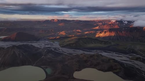 Aerial view of Landmannalaugar valley, Iceland.