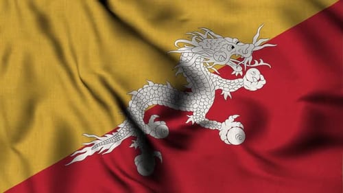 Drapeau du Bhoutan agitant