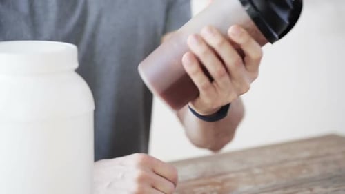 Man Preparing Protein Shake for Fitness
