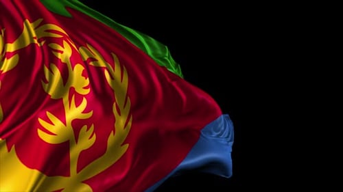 Eritrean Flag Waving on Black Background