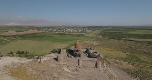 Vue aérienne du monastère de Khor Virap, Arménie.