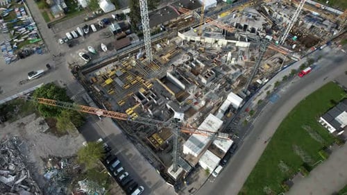 Vista aérea del sitio de construcción en Gdynia