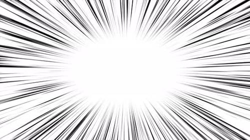 Black anime speed lines on white seamless motion. Radial comic light speed lines. Velocity lines