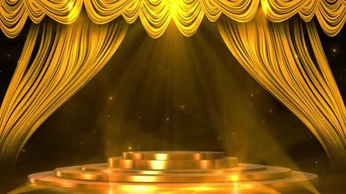 Golden Stage Curtains Spotlight Awards Presentation Background