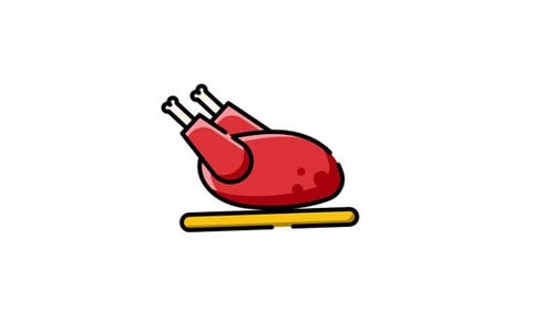 Icono de pollo asado para animación de platos de comida y cena