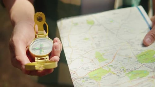 Compass and Map for Nature Exploration