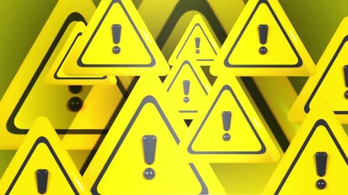 Animated Yellow Warning Signs with Exclamation Marks