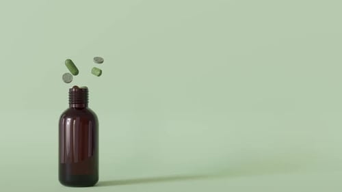 Natural Supplements with Sprouting Plant in Bottle