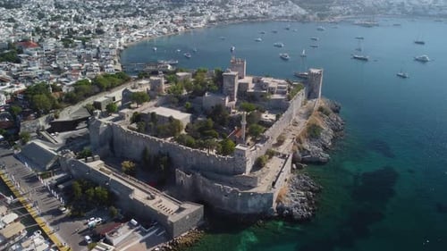 Fantastische Luftaufnahme der Burg von Bodrum in der Türkei