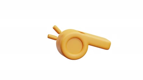 3D Animated Whistle Icon with Sound Waves