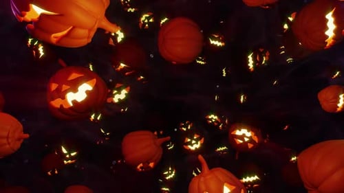 Animated Glowing Jack-o'-Lanterns Halloween Background