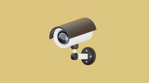 Security CCTV camera. Scan the area for surveillance purposes. Animation, 3D Render