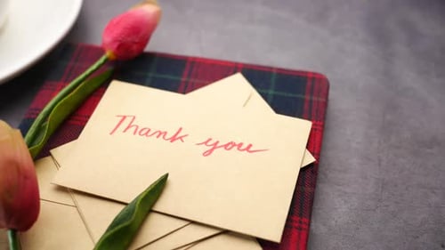 Thank You Card with Tulips on a Notebook