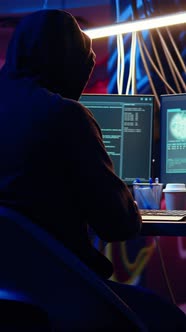Anonymous Coder Working on Computer at Night, Technology Stock Footage ...