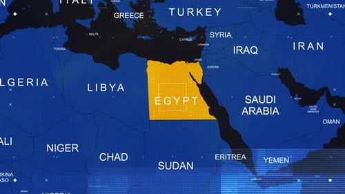 Futuristic Digital World Map Zoom and Country Highlight