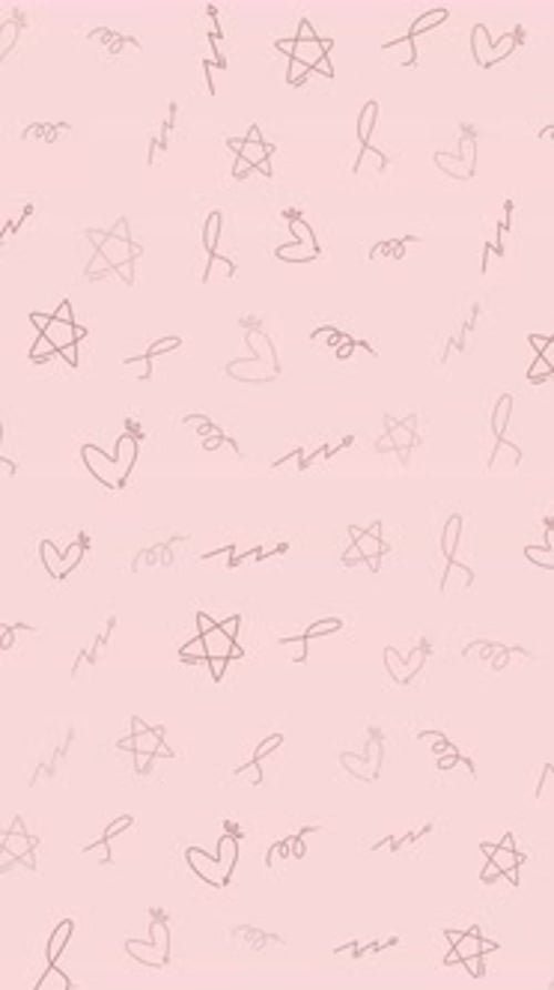 Dashed Line Pattern Subtle Shapes Pink Background Cute Minimalist Hand Drawn Seamless