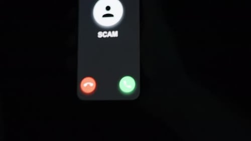 Incoming Scam Call on Cell Phone Screen