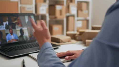 Video Call, Virtual Student, Attentively Teaches Online Learning Businessman's Office Camera