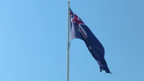 Australian Flag Waving on a Sunny Day