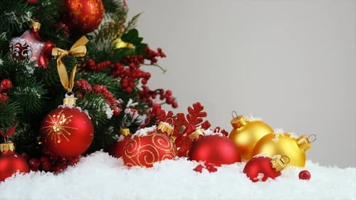 Christmas Decor on the Background of the Christmas Tree