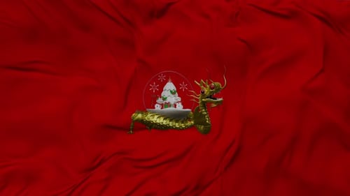 Festive Golden Dragon Holding Christmas Snow Globe