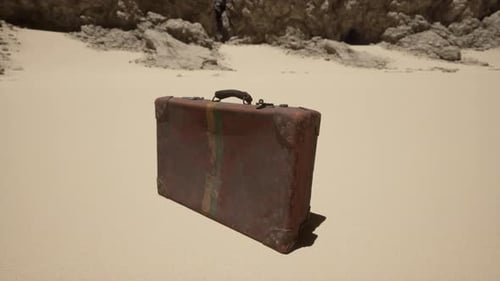 A Piece of Luggage Sitting on Top of a Sandy Beach