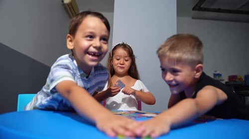 Explorative Process Kindergarten Students in Classroom Playing Cognitive Game Activities Decoding