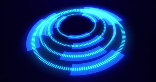 HUD circle interfaces, high-tech futuristic display, hologram button, download. Digital data network