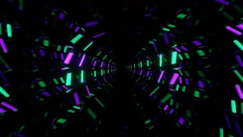 Purple And Turquoise Neon Circles Mirror Tunnel Background Vj Loop In 4K