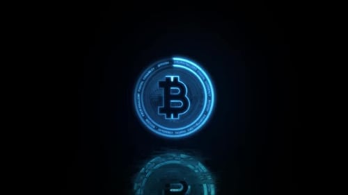 Futuristic Bitcoin Cryptocurrency Logo Reveal Animation