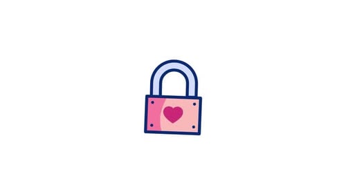 Animated Heart Padlock Icon Opening and Closing