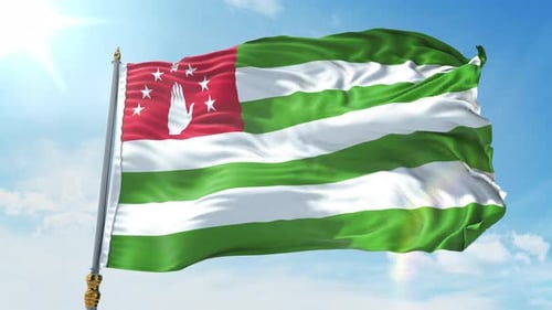 Abkhazia Flag Waving Seamless Loop against a Bright Blue Sky
