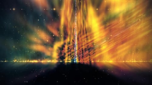 Abstract Looping Light Beam and Glittering Particles Background