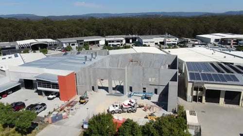 Drone Building Site Vision Construction Concrete Truck Tilt Panel Process