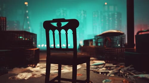A Wooden Chair Sitting on Top of a Dirty Floor