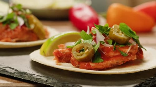 Delicious Tacos Topped with Meat and Cilantro