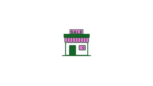 Animated Flat Design Store Icon With Sale Sign