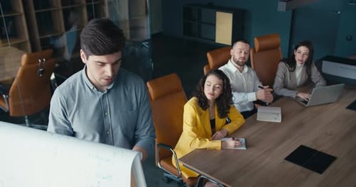 Corporate Meeting: Teamwork and Innovation in Modern Office
