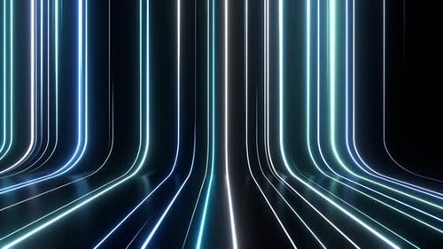 Falling Neon Lines Cold Blue With White For Scene Or Show Background Vj Loop