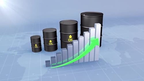 Rising Oil Prices with Increasing Graph and Oil Barrels