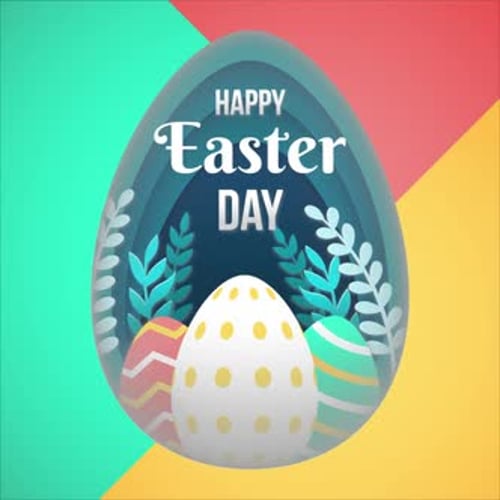 Animated Happy Easter Day Greeting with Decorative Paper Cut Eggs
