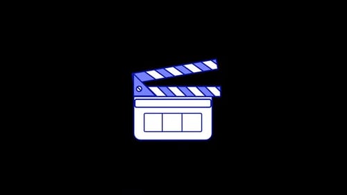 Animated Blue Clapperboard Flat Design Icon for Video Production