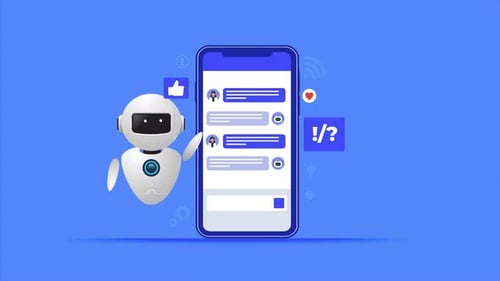 Animated AI Chatbot Messenger on Smartphone Screen