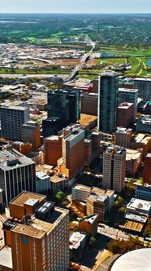 Bird's eye view of Dallas showcasing urban landscape and nature